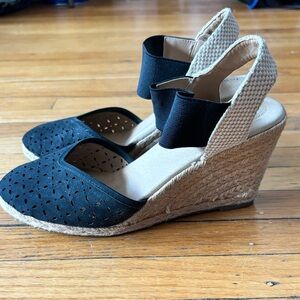 Town Shoes espadrilles; barely worn, slight damage on front strap (in photos).